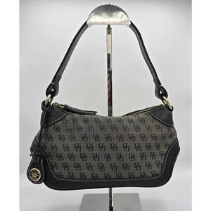 Dooney & Bourke Satchel Signature Pattern Gray Black H4 546786 11" x 4" x 5"